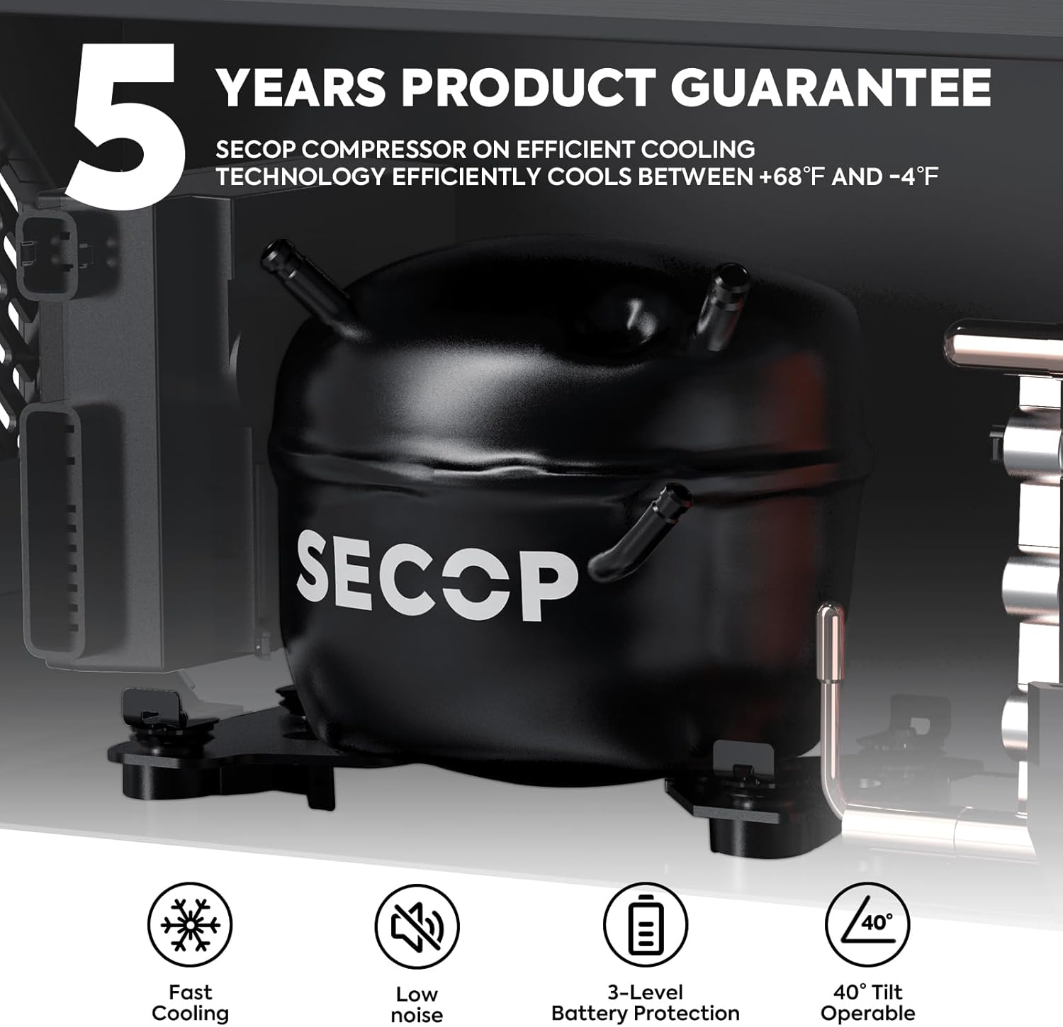 ICECO APL55 12 Volt Refrigerator with Bluetooth Controlled, Dual Zone Portable Fridge with SECOP Compressor, -4℉~68℉, DC/AC, for Truck, RV, Car & Home