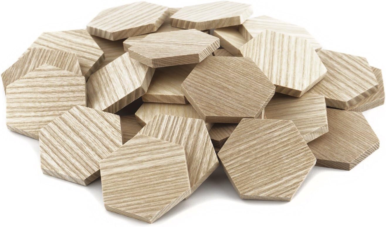 1.54" Wood Hexagon Cutout Shapes Unfinished Wood Mosaic Tile - 90 pcs