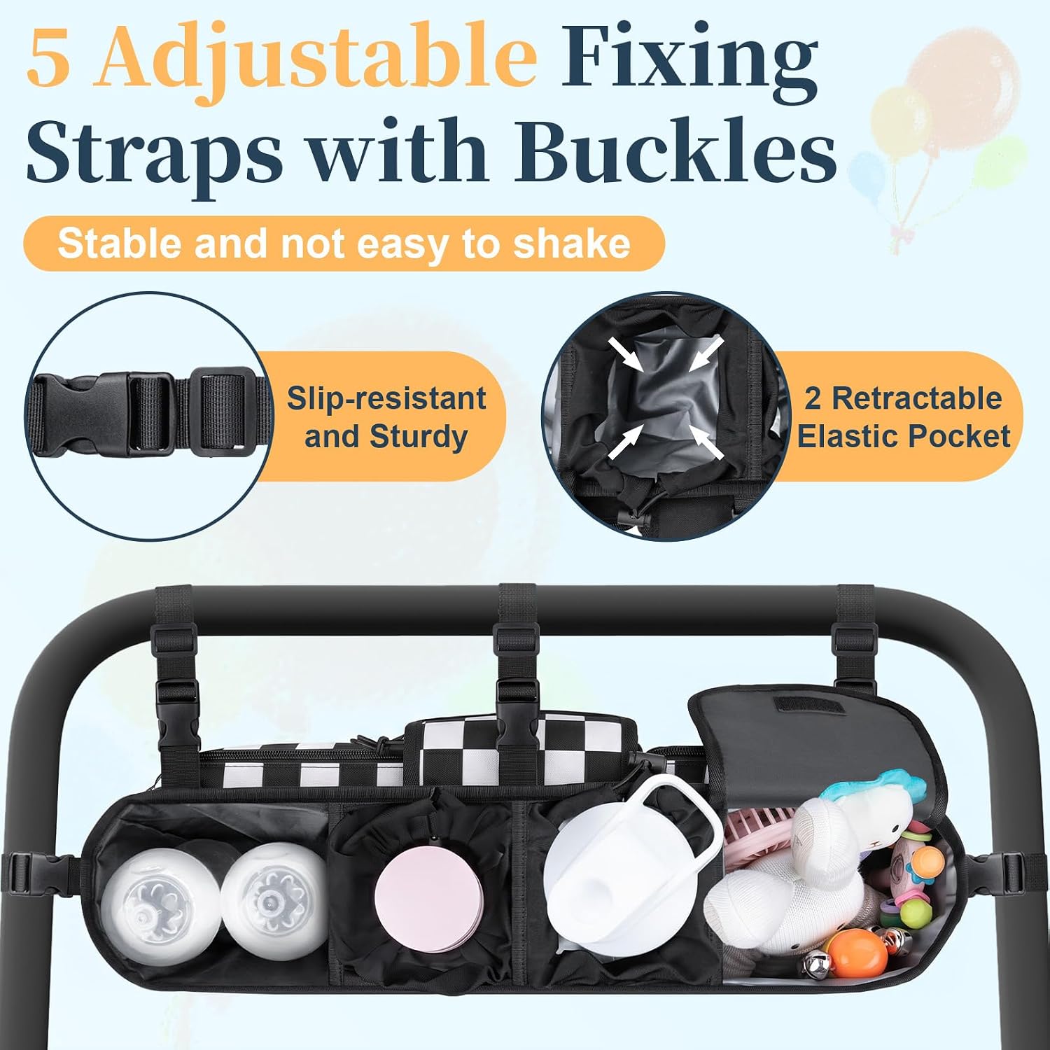 Double Stroller Organizer Compatible with Bob Duallie, with Cooler Bag image 5