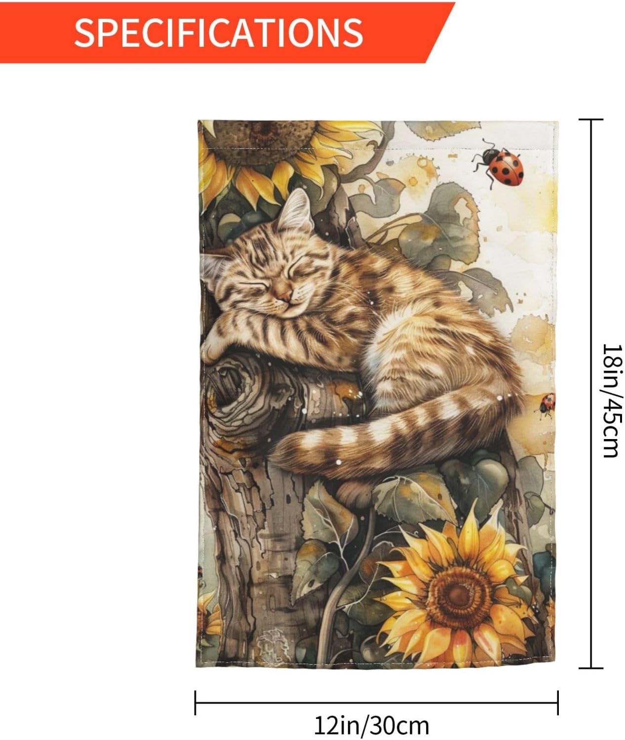 Cute Cat Garden Flag 12x18 Inch Double Sided, Sunflower Yard Flag For Outdoor, Summer Seasonal Decors For Farmhouse Holiday Outside - Image 8
