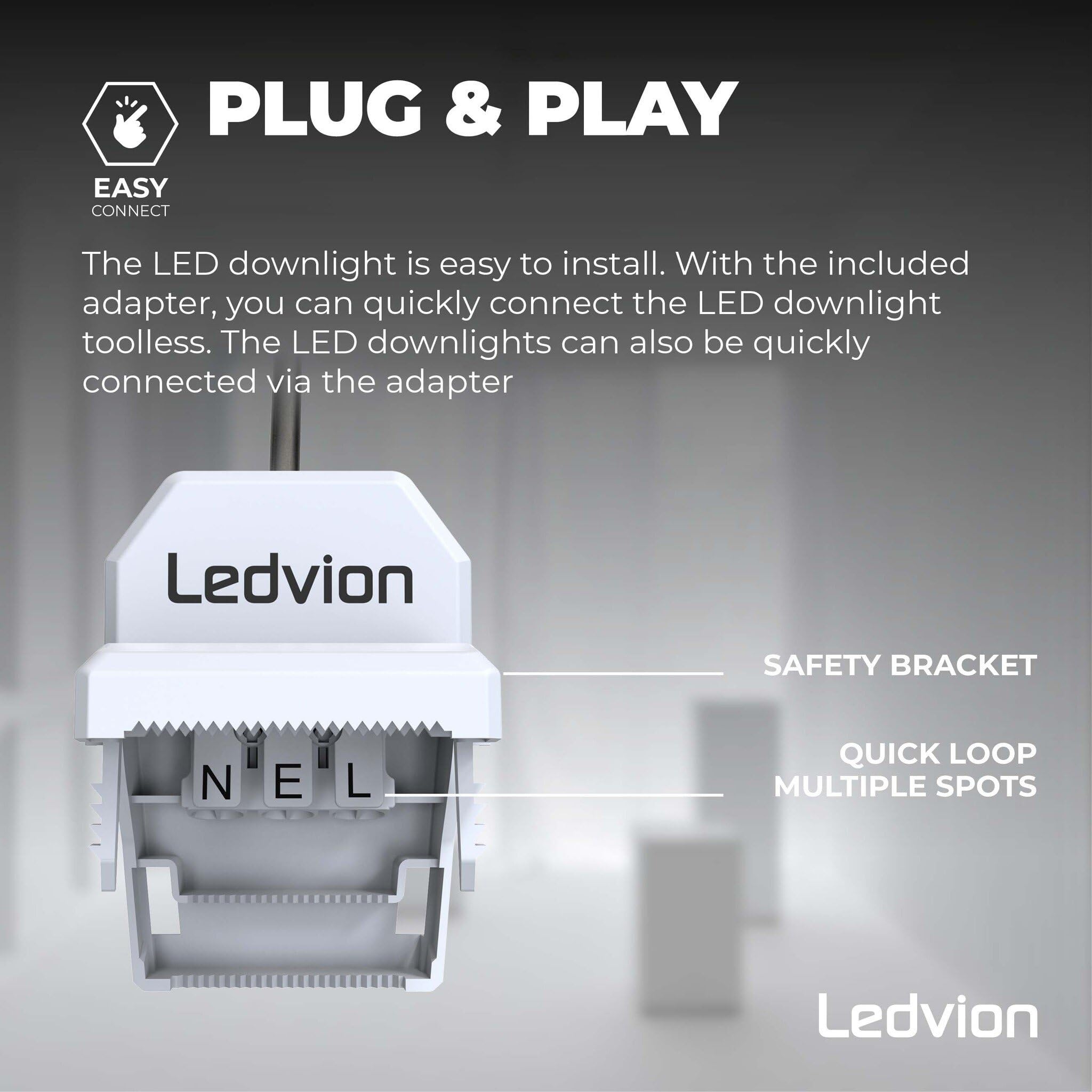 Ledvion 6 pezzi faretto LED 5W bianco caldo impermeabile IP65 dimmerabile | Foro di incasso Ø84mm; Impermeabile per bagno doccia e ambienti umidi interni; Sorgente LED integrata inclusa