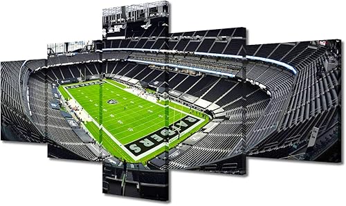 Vista 359 de Cuadros de estadios deportivos de fútbol americano de Minnesota, cuadros de vikingos, 5 paneles, lienzo para pared, arte de pared del estadio
