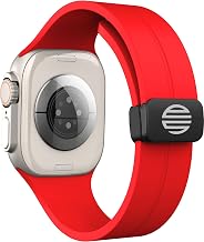 eller santé® Silicone Watch Strap with Folding Magnetic Lock Compatible for Apple iWatch Series 9 8 7 6 5 4 3 2 1, SE, Ultra, ultra 2 (42mm|44mm|45mm|49mm) Silicon Wristband Strap for Men Women