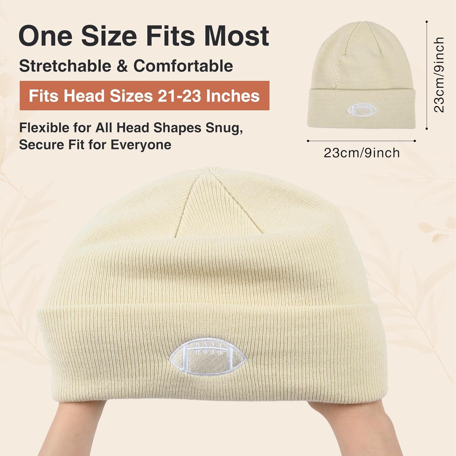 Football Embroidered Knit Beanie for Men Women Soft Acrylic Winter Hat Warm Stretchy Skull Cap Unisex Sports Fan Gift - Image 3