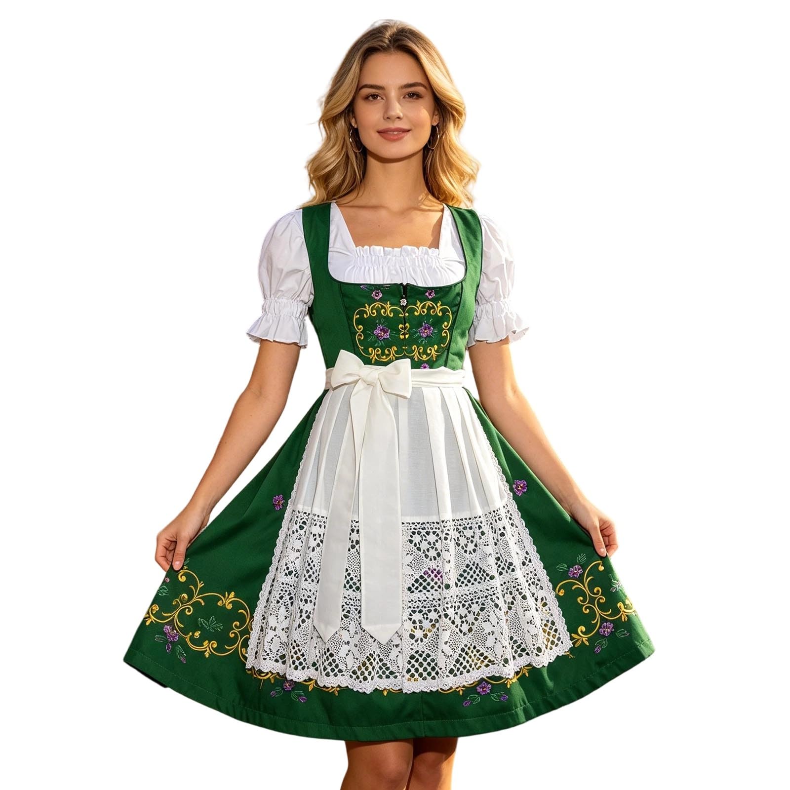 Generisch Neuheiten 2026 Traditionelles Biermädchenkleid fürs Oktoberfest – Elegantes Ensemble mit Schnürmieder, Blumenschürze mehr