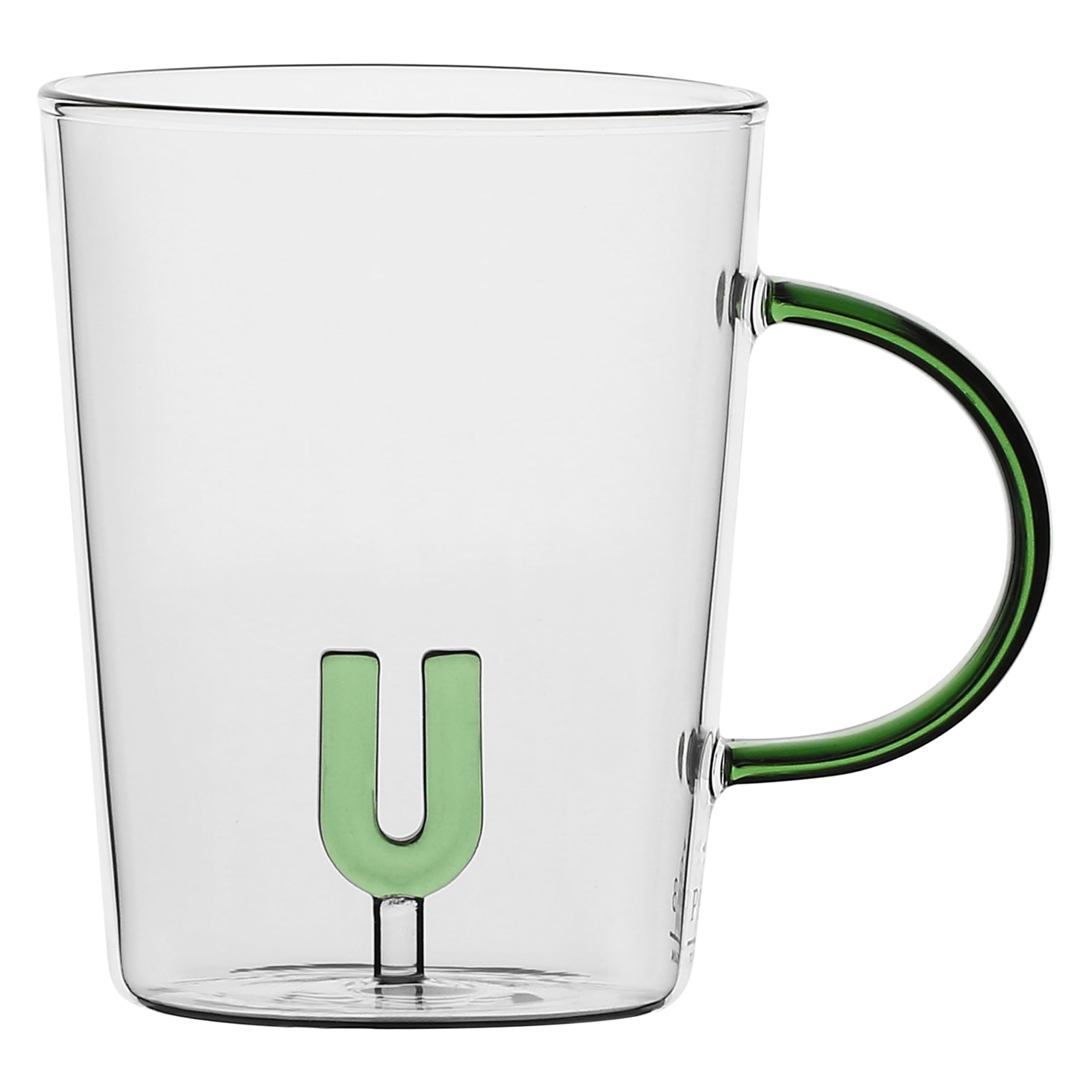 LA PORCELLANA BIANCA - Letter 'U' Mug in Borosilicate Glass, Capacity 400 cc, Allalettera Collection