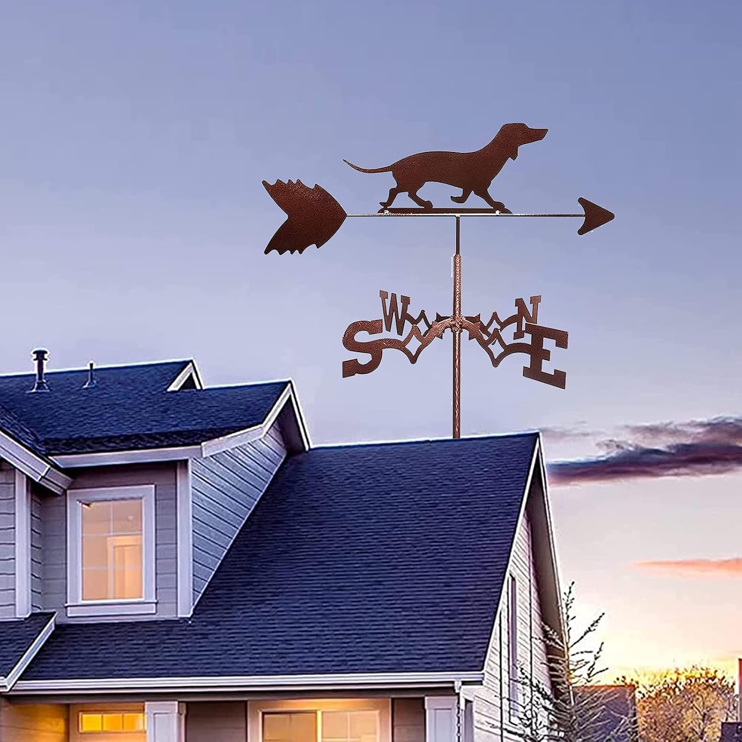 IOCCIOBB Animal Weather Vane Retro Dog Weathervane for Outdoor Garden Decoration Stainless Steel Creative Garden Iron weathervane