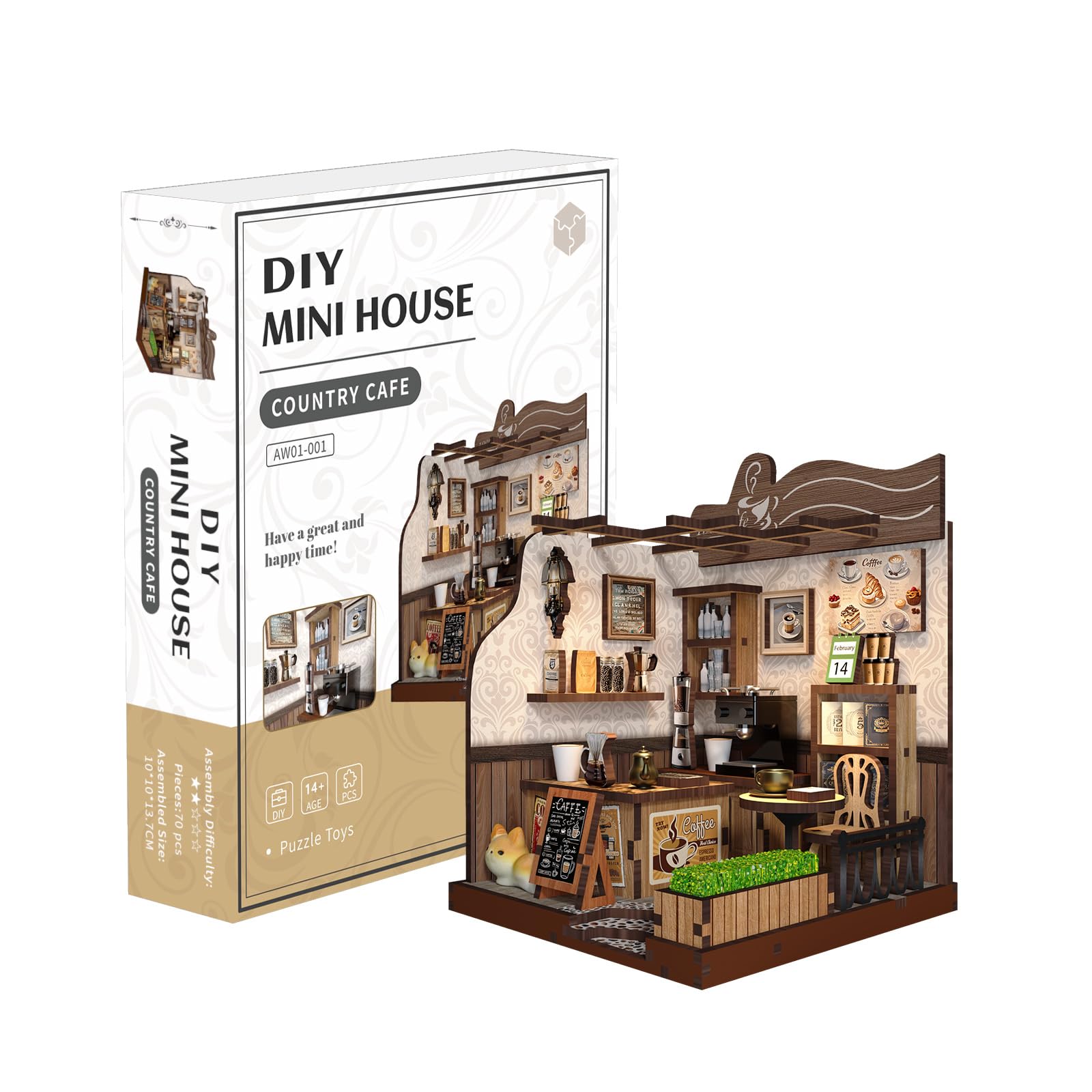 Daldon Book Nook Kit for Adults and Teens - Vintage Rural Coffee Shop Themed （Country Cafe Model）, DIY 3D Miniature Wooden Puzzle, Perfect Home Decor & Gifts ，Bookshelf Decor Craft Kit