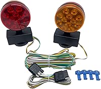 Eagle King 12V 48-LED Magnetic Towing Light Kit HTLLM-008A - DOT Approved Dual Amber/Red Lights, 20ft Harness for Trailers