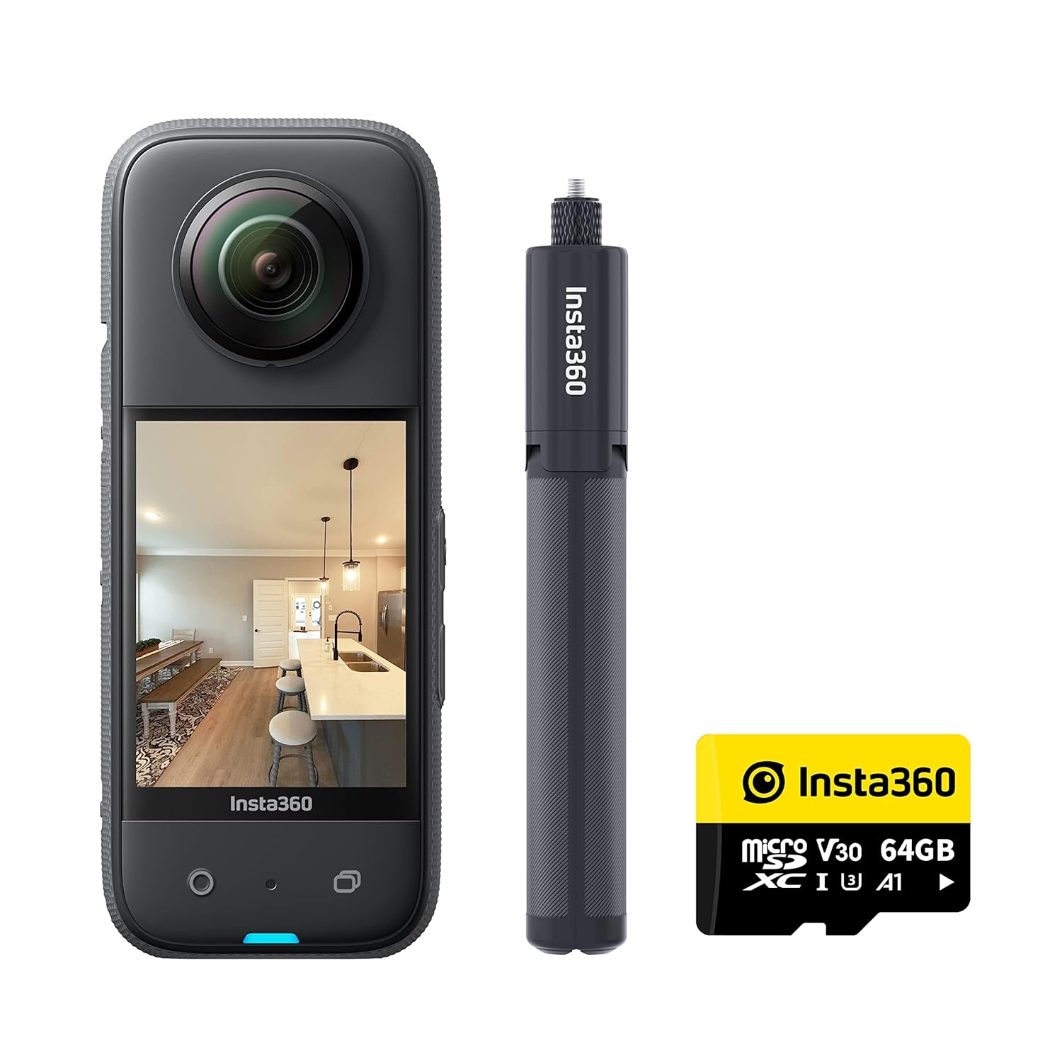 insta360 X3 Essential Kit with (X3 Action Camera + 120CM Selfie Stick + 64GB Memory Card) 1/2