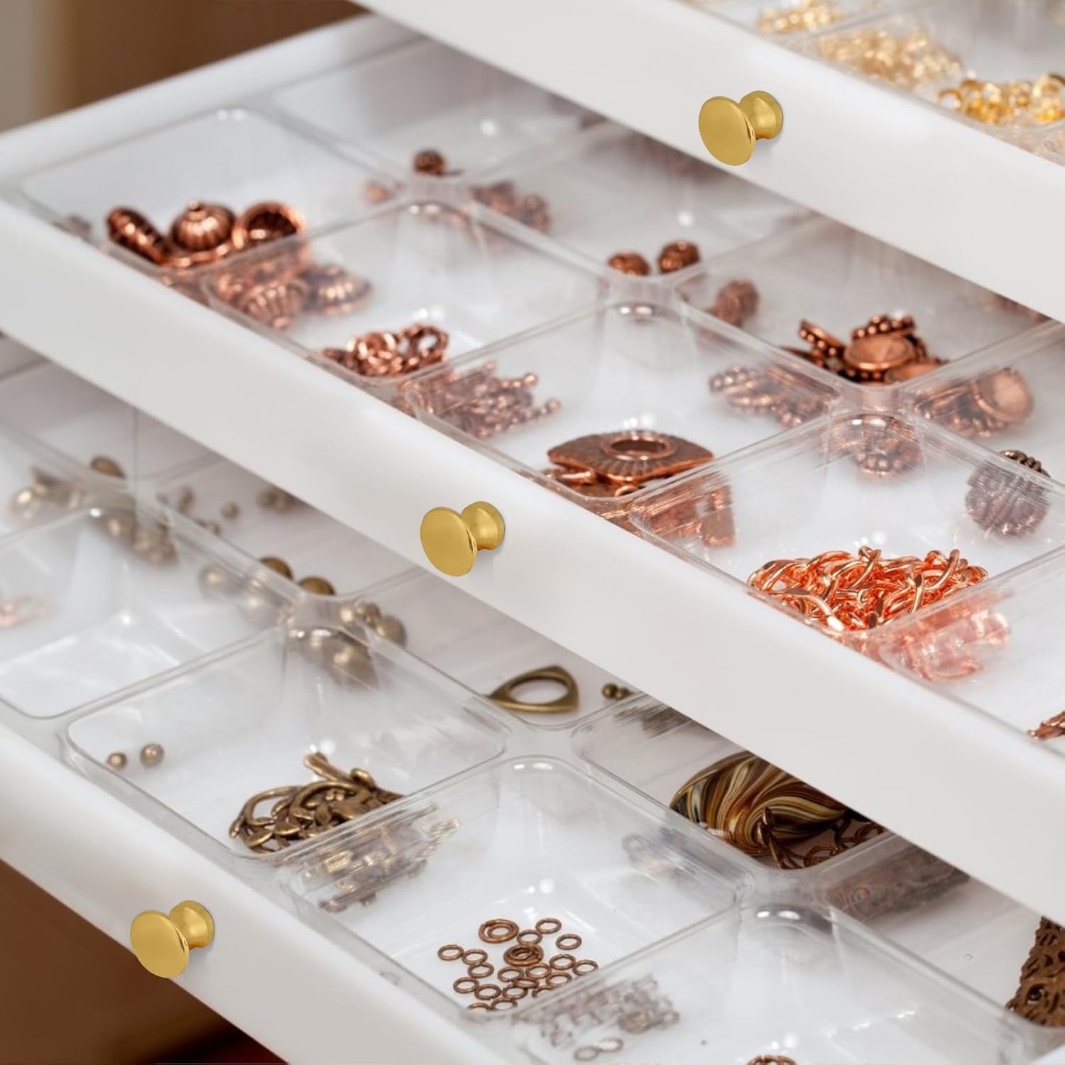 KALIONE 12 Pcs Small Knobs for Jewelry Box Gold Small Cabinet Knobs 1/2 Inch Mini Drawer Knob Pulls for Gift Case, Antique Jewelry Box Dresser