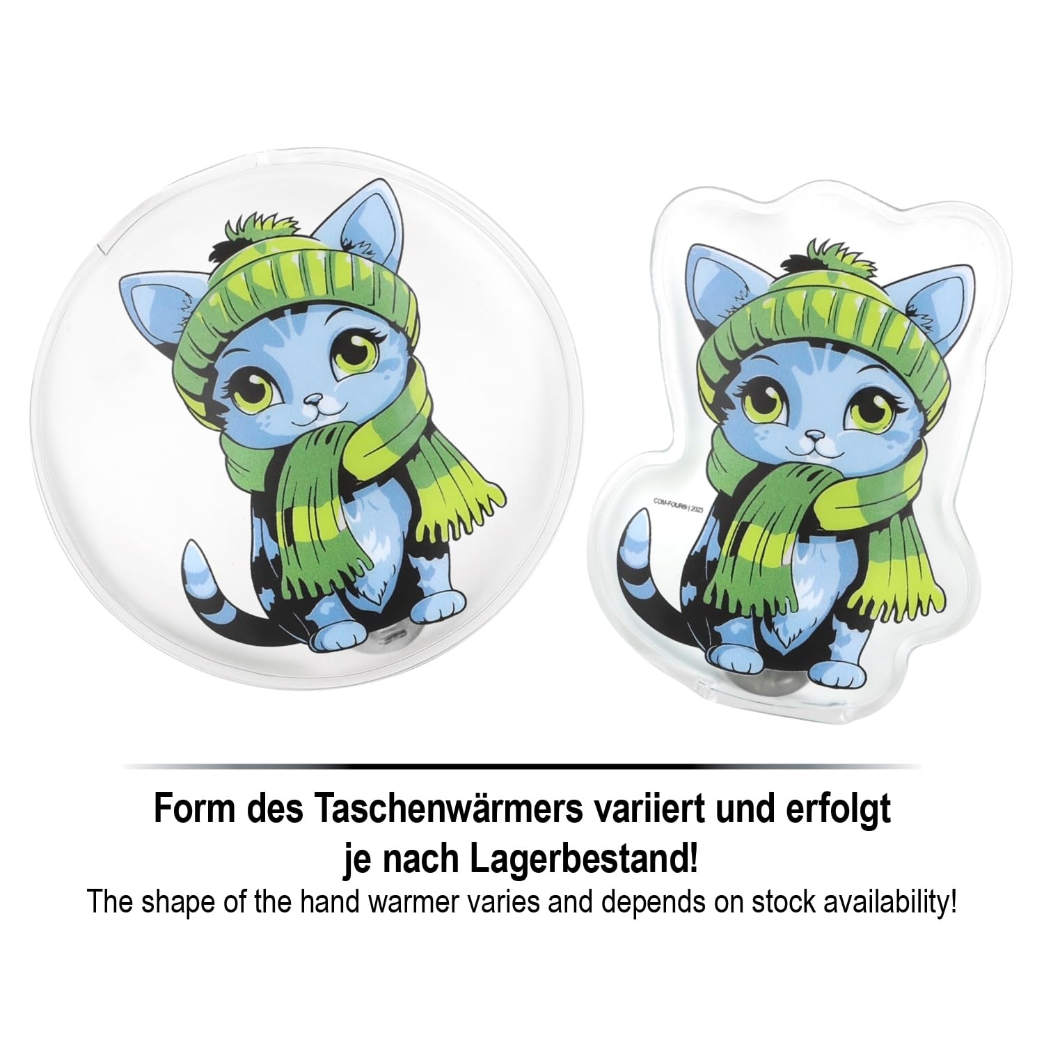 COM-FOUR® 4x Chauffe-Poches réutilisables Motif Chat - Chauffe-Mains Chat Blanc