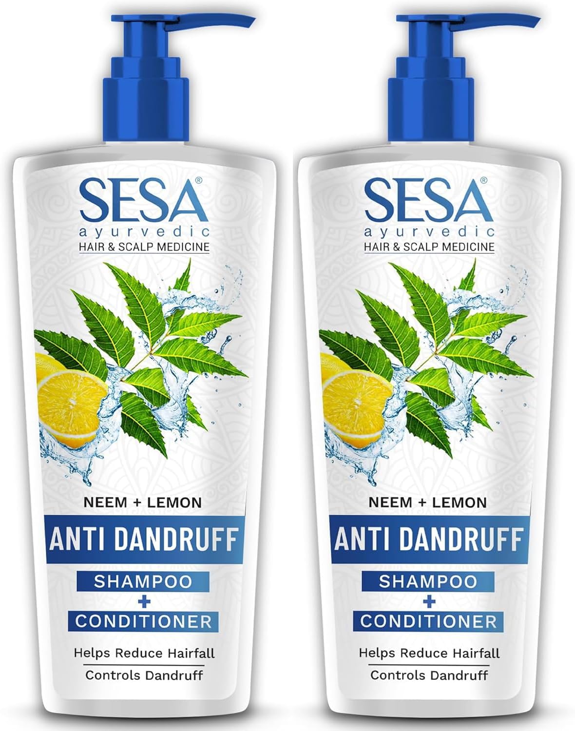 SESA Ayurvedic Anti Dandruff Shampoo With Neem, Lemon Helps Reduce Hairfall Controls Dandruff, (500Ml + 500ML) 1Lt Shampoo