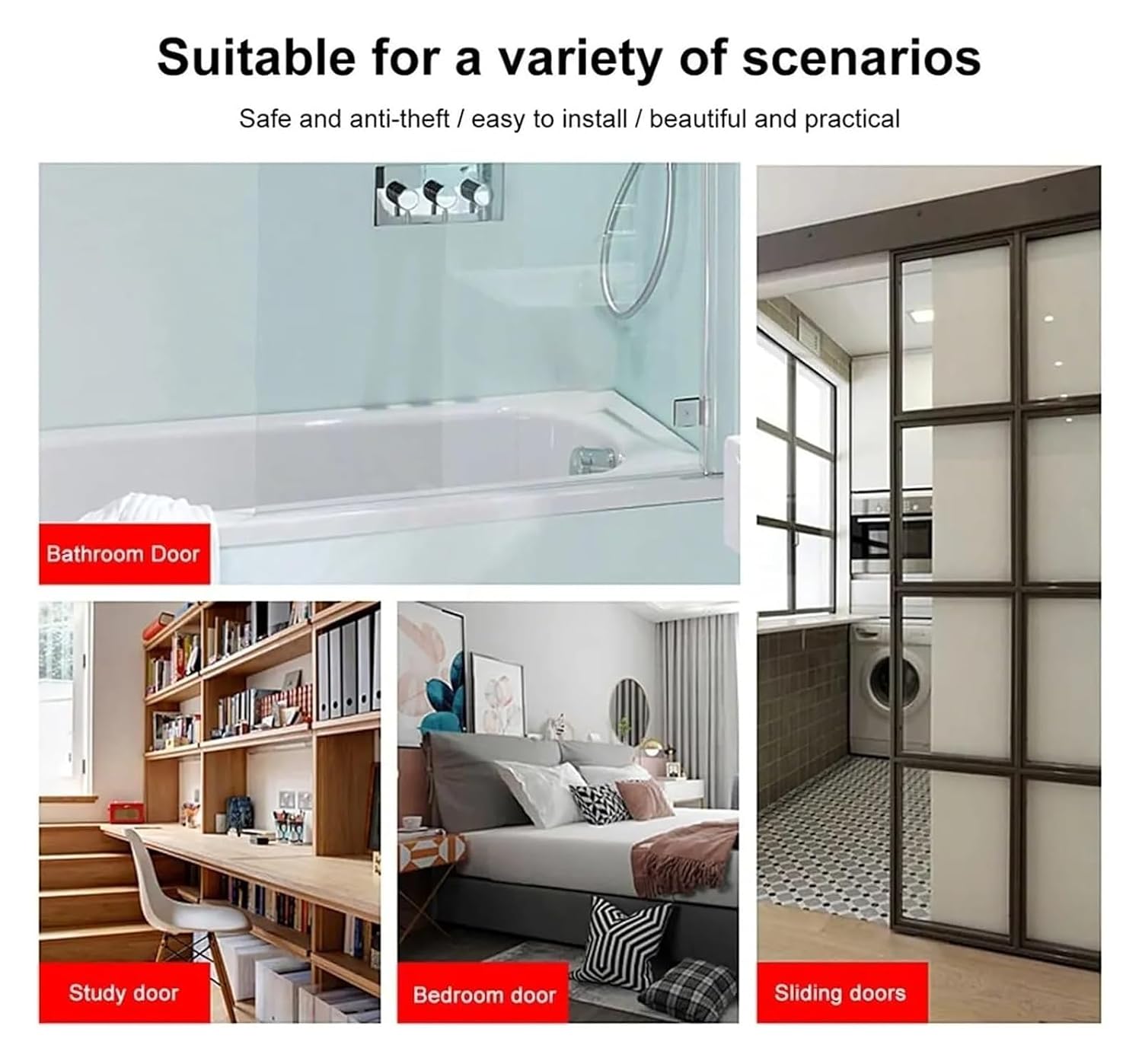 Door Lock Latch Stainless Steel Safety Sliding Handle Home Room Hotel Anti Theft Security Accessories