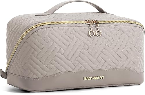 BAGSMART Bolsa de maquillaje, bolsa de cosméticos, gris tranquil