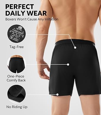 DAVID ARCHY Men's Bamboo Rayon Boxers Breathable Cooling Mens Boxer Shorts with Button Fly Relaxed Fit Underwear 3/4/5 Pack
