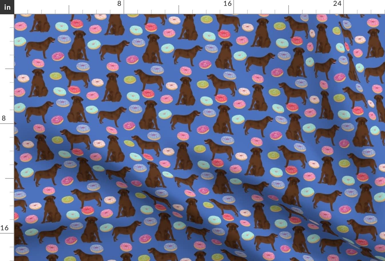 Spoonflower Fabric - Chocolate Labrador Retriever Lab Dogs Cute Donuts Funny Food Foods Printed on Upholstery Velvet Fabric Fat Quarter - Upholstery Home Decor Bottomweight Apparel