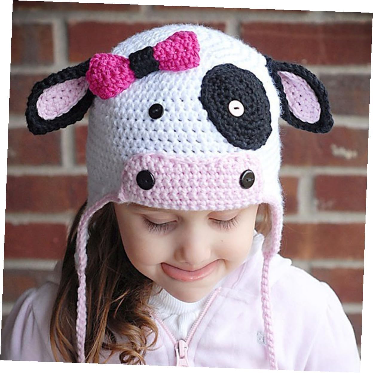 COLLBATH Adorable Cow Shaped Winter Hat Soft Knit Woolen Cap Warm Headdress for Boys and Outdoor Cold Weather Photo Prop Multi