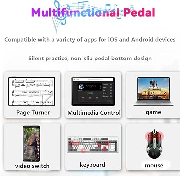 Wireless Page Turner Bluetooth Music Page Turner, Silent Turner Pedal for iPad Tablets Android IOS Phones Keyboard Foot Switches