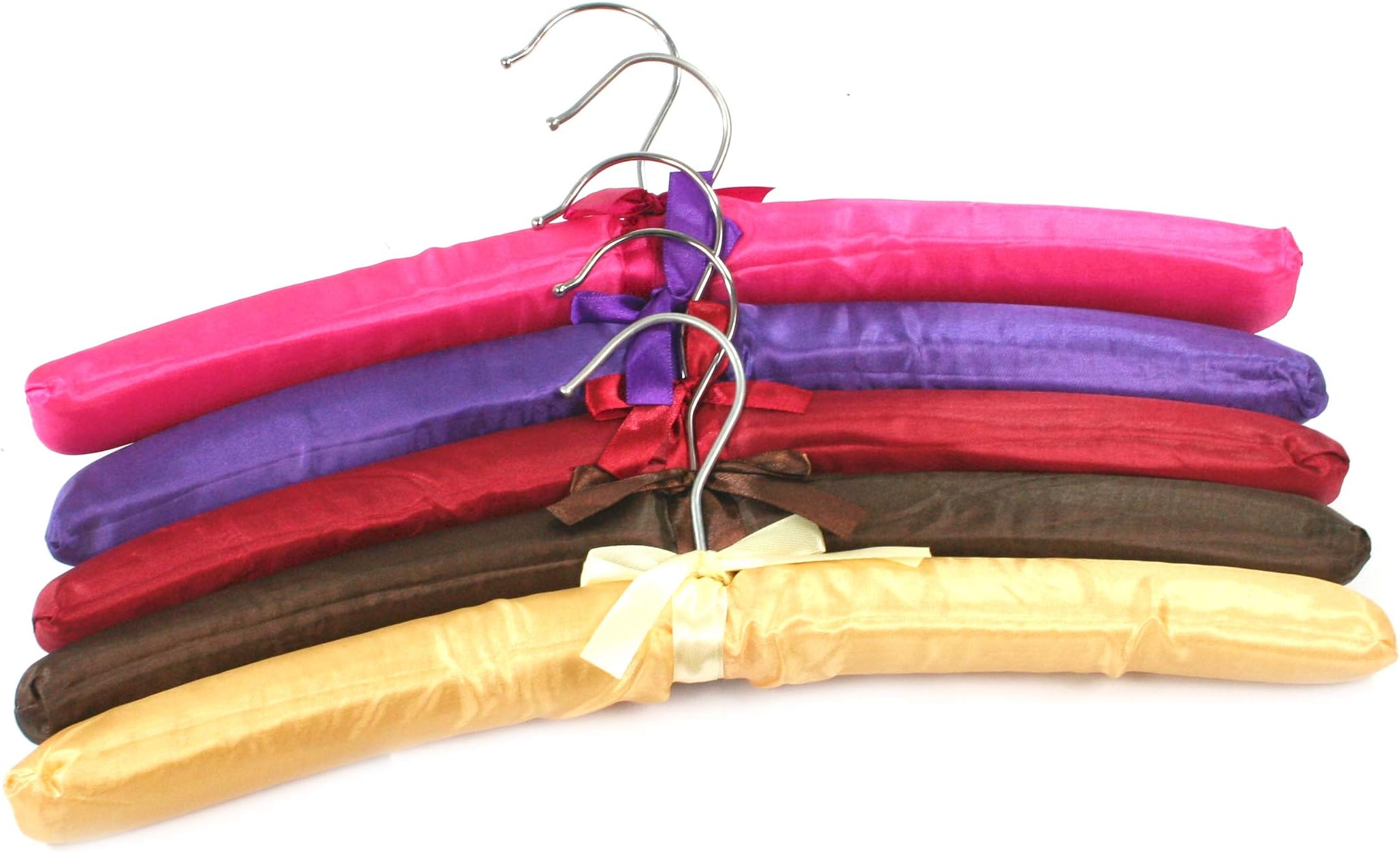 5 Cotton Padded Coloured Teens & Ladies Coat Hangers, Dress, Gown Garment Clothes Hangers-