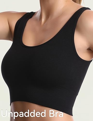 Miniatura 4 de Brasier deportivo de soporte ligero para mujer, sin costuras, línea larga, cómodo, bralette deportivo de yoga, tops de corte corto