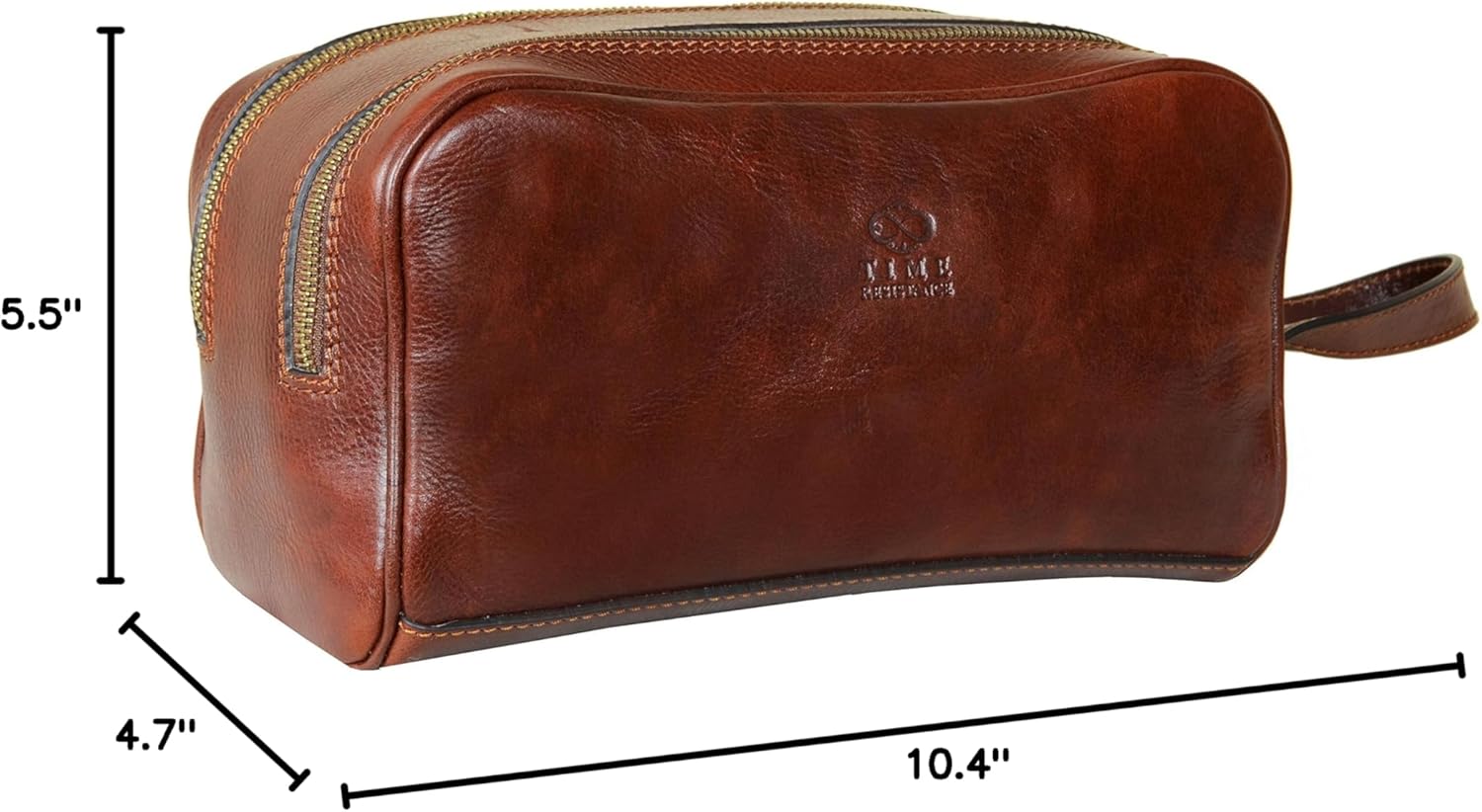 Time Resistance Leather Cosmetic Bag Toiletry Italian Classy Dopp Kit - Image 8