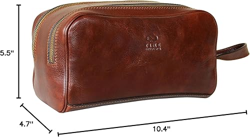 Vista 22 de Time Resistance Neceser de piel para cosméticos italiano con clase Dopp Kit Negro