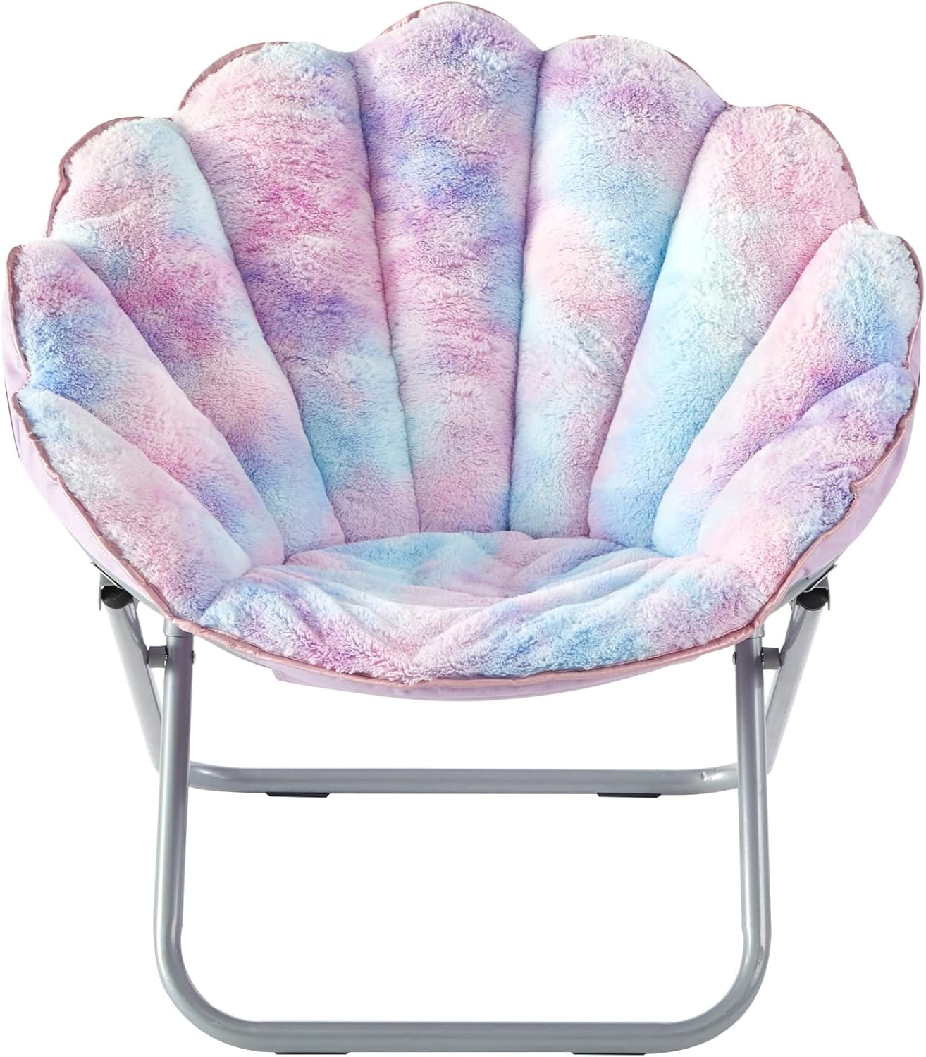KIVRO Faux Fur Scallop Folding Saucer Chair with