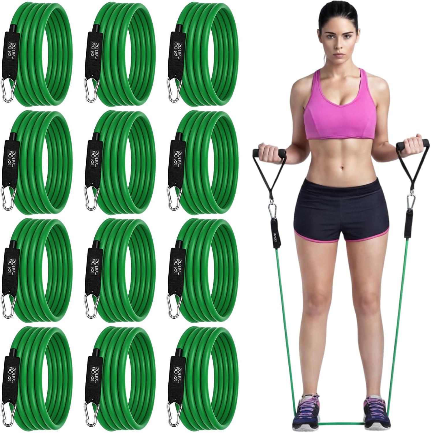 12 Pcs Resistance Bands with Handles Set, Weight Stretch Exercise Workout Bands, Latex Elastic Straps for Men Women Working Out, Strength Training, Home Fitness