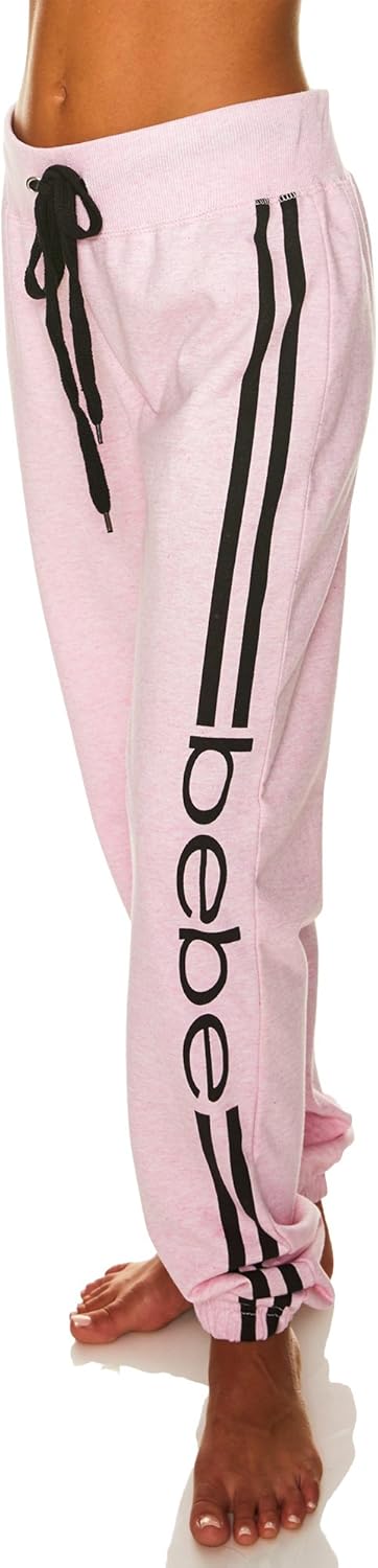 bebe Womens Sweatpants Joggers, French Terry Lounge Pants with Gathered Cuffs, Logo Pajama Pants for Women - Image 2