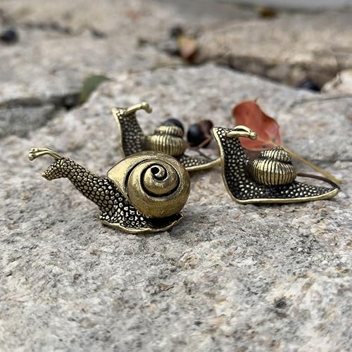 Miniatura 6 de 3 piezas de decoración de estatua de caracol de latón, mini estatua retro de caracol de cobre, decoración del hogar para sala de estar y escritorio,