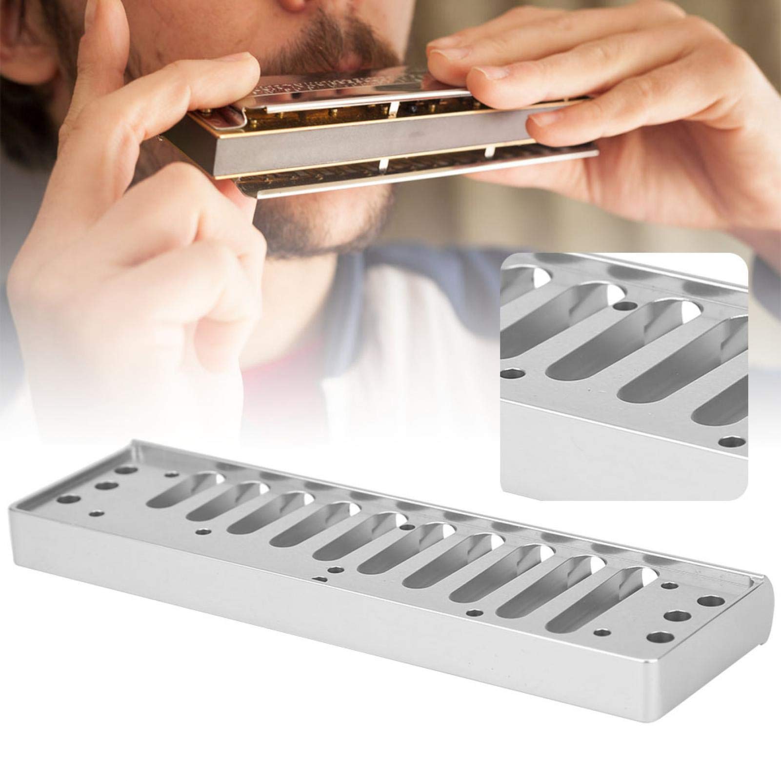 Trou Rond, Alliage d'aluminium, Peigne Harmonica pour HOHNER, Peigne Harmonica, Surface polie, pour HOHNER Special20(Silver)