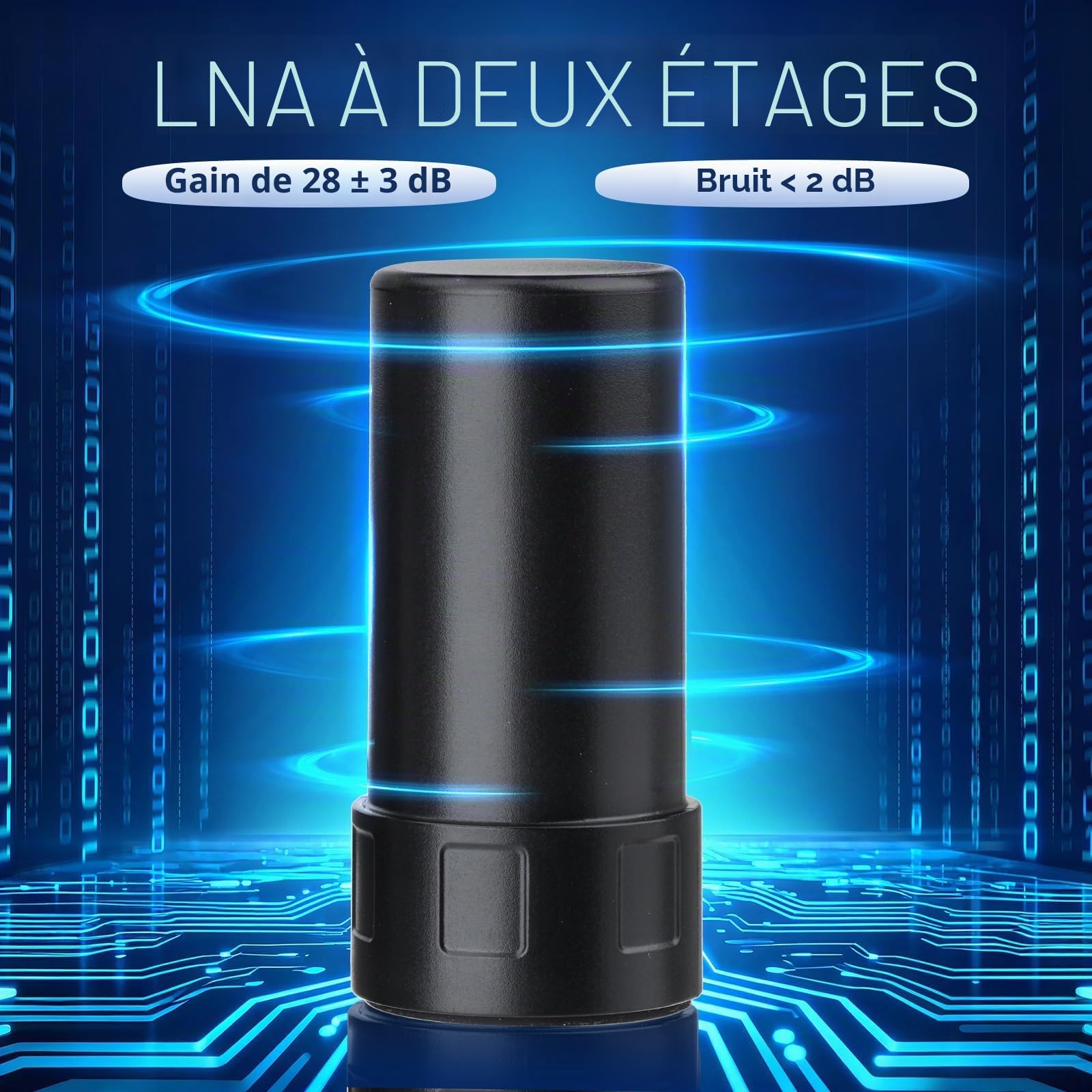 Bingfu Antenne Hélicoïdale GNSS pour GPS BeiDou GLONASS Galileo, SMA Mâle | Double LNA Haute Gain 28dB, Étanche IP65, Large Tension pour Positionnement Automobile, UAV, Marine et Extérieur