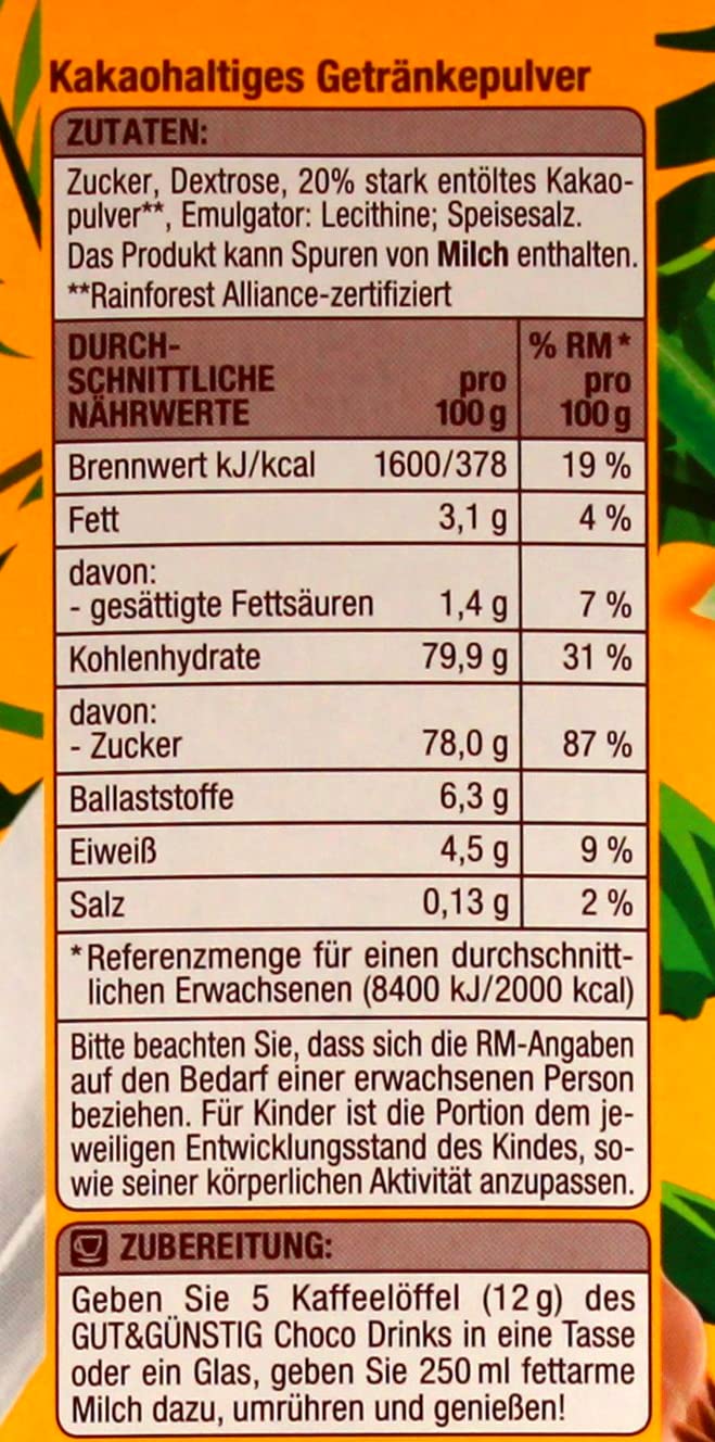 Gut & Günstig Choko Drink, 10er Pack (10 x 800g)