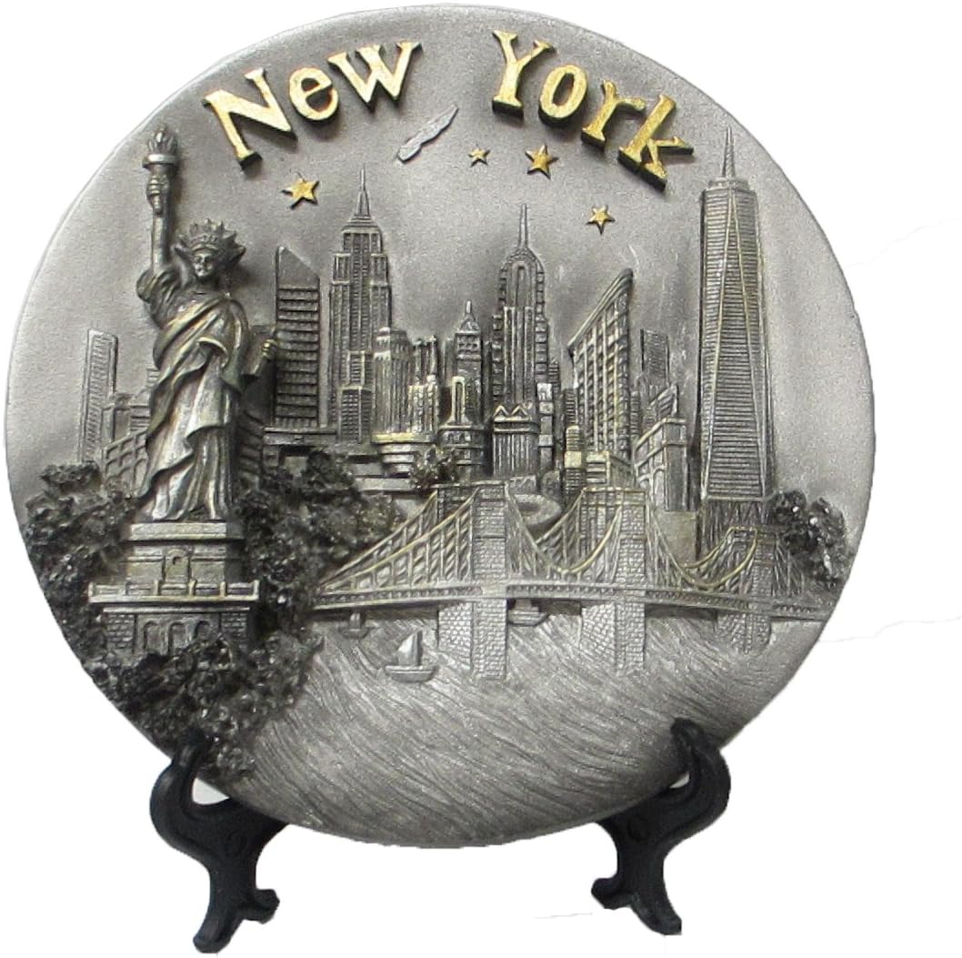 New York Souvenir 3D Polyresin Plate 6 Inches Diameter
