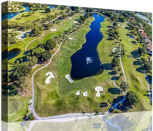 Vista 95 de chenchenArt Arte de pared de campo de golf de Estados Unidos, TPC, Sawgrass Golf Course, impresiones en lienzo, decoración de pared de golf para Rojo