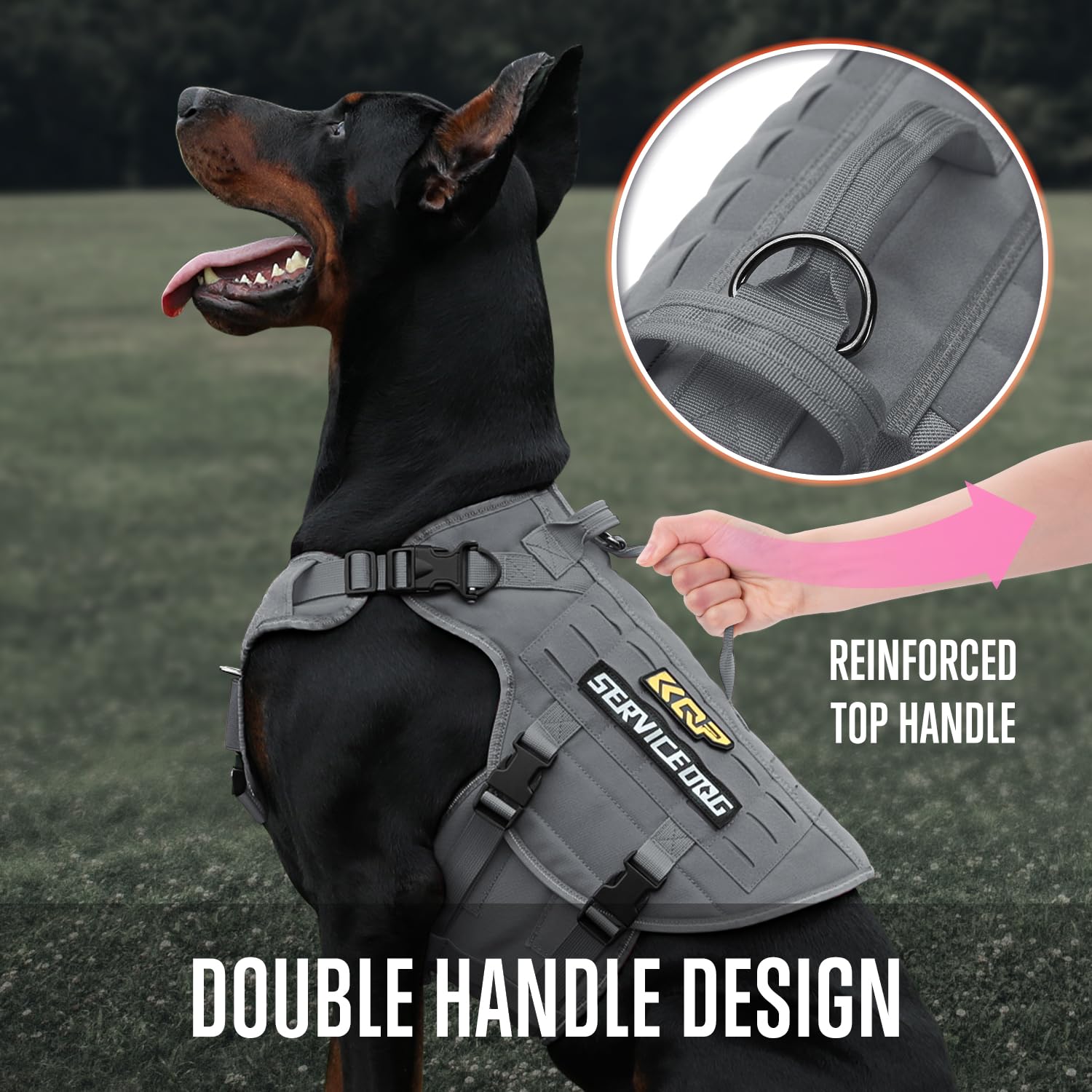 Peitoral Antipuxão Para Cães KQP - Tático Militar Ajustável - Ideal Para Cães Grandes