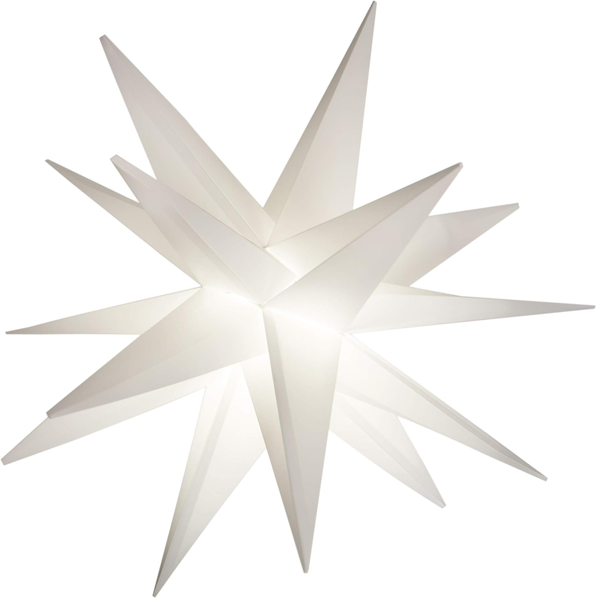 Elf Logic Large 18” Easy Assembly Warm White LED Moravian Star - Hanging Outdoor Christmas Light - Use as Holiday Decoration, Porch Light, 3D Fixture, Advent Star, Wedding & Ballroom Venue Decor