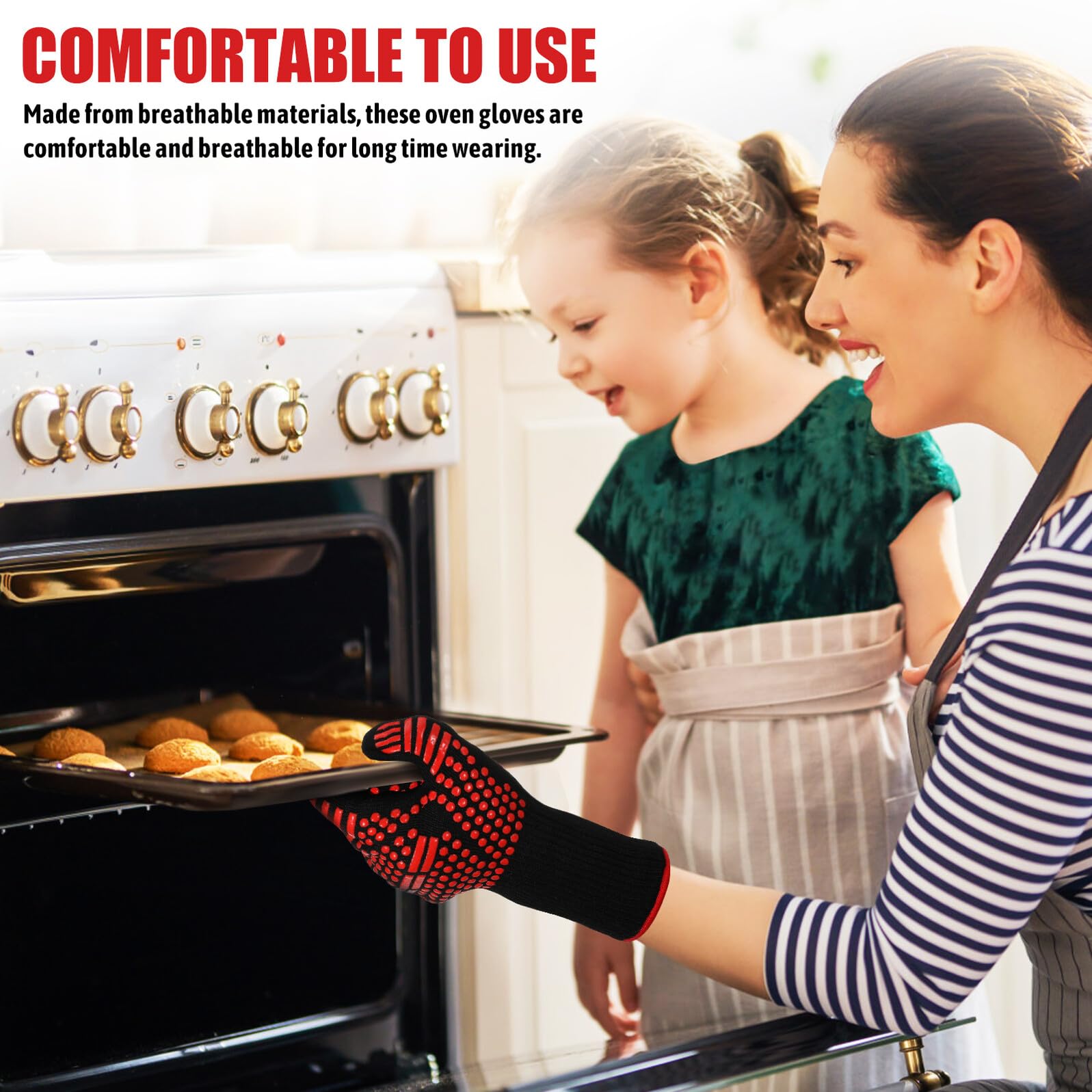 Guantes Aislamiento Térmico para Cocinar Asar y Hornear Guantes de Cocina Resistentes al Calor para Barbacoa y Uso el Horno