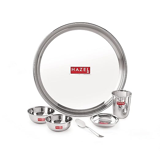 HAZEL Stainless Steel Dinner Set of 6 Pieces Dinner Set Steel (1