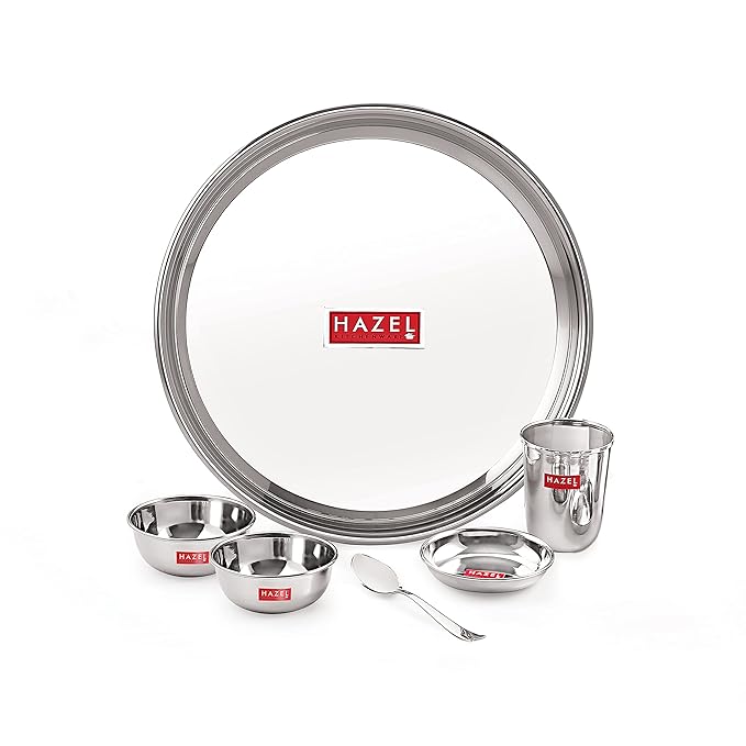 HAZEL Stainless Steel Dinner Set of 6 Pieces Dinner Set Steel (1