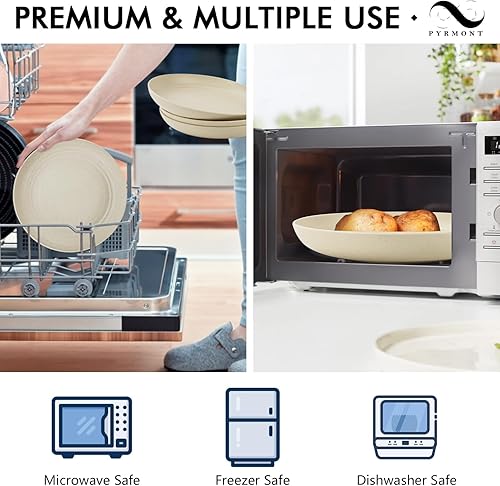 Miniatura 4 de PYRMONT Juego de 8 platos llanos irrompibles de paja de trigo de 10 pulgadas, platos grandes de plástico, reutilizables, aptos para lavavajillas y