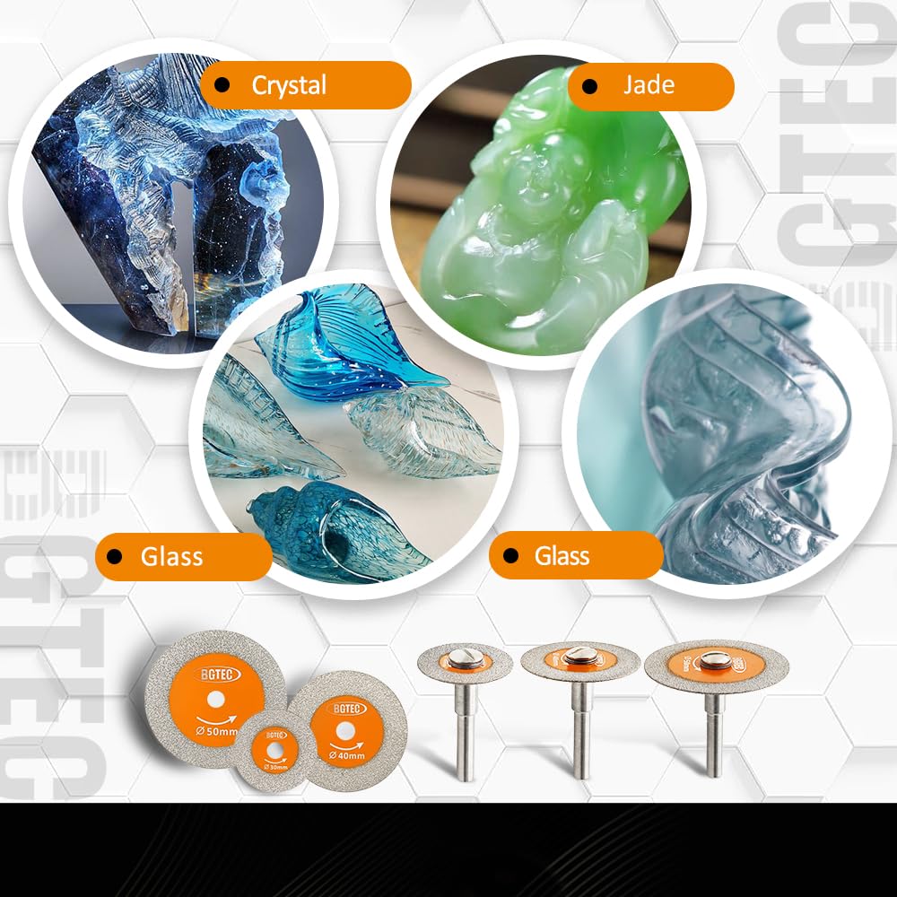 BGTEC Dry Diamond Drill Bits Set 5pcs and Diamond Glass Cutting Disc 5pcs 50mm/2"