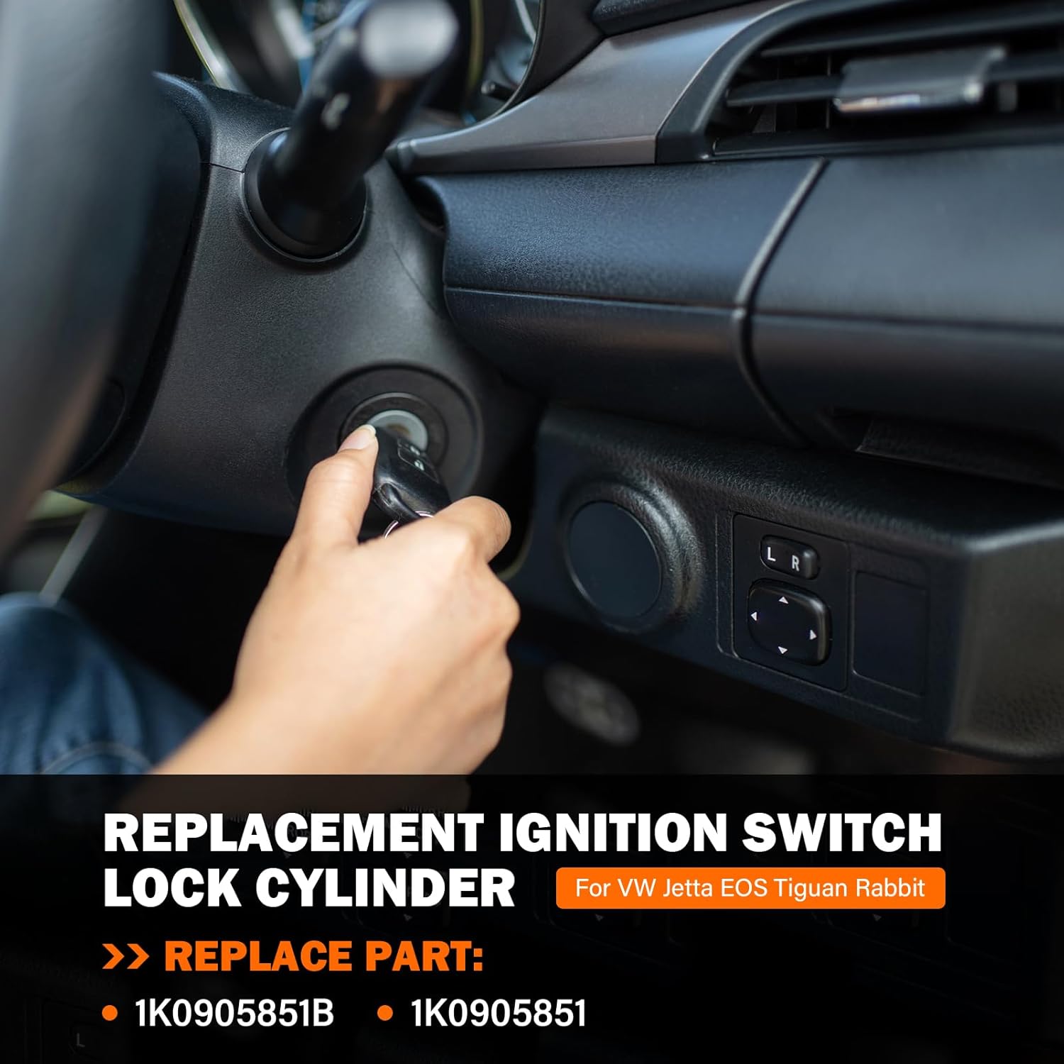 Yinlowa Ignition Switch Lock Cylinder 1K0905851B Compatible with Volkswagen VW Jetta 2006-2018, Golf 2004-2011, Rabbit 2006-2009, EOS 2007-2011 Ignition Starter Switch with Intelligent Keys 1K0905851