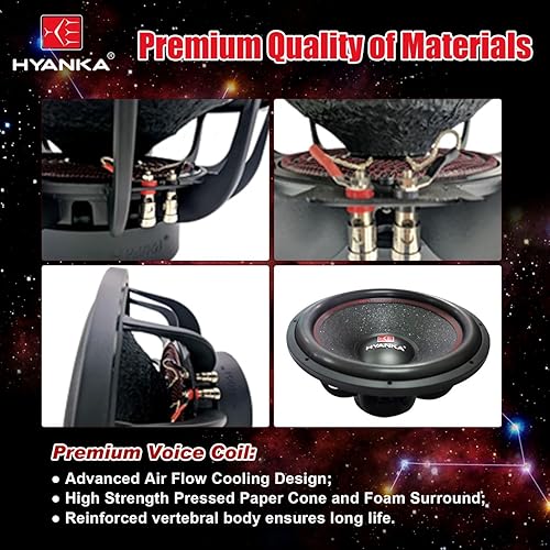 Vista 27 de H YANKA BSF-15-4 Subwoofer de 15 pulgadas - 2000 W de potencia máxima de 15 pulgadas, subwoofer de cono de papel de 15 pulgadas, canasta de aluminio