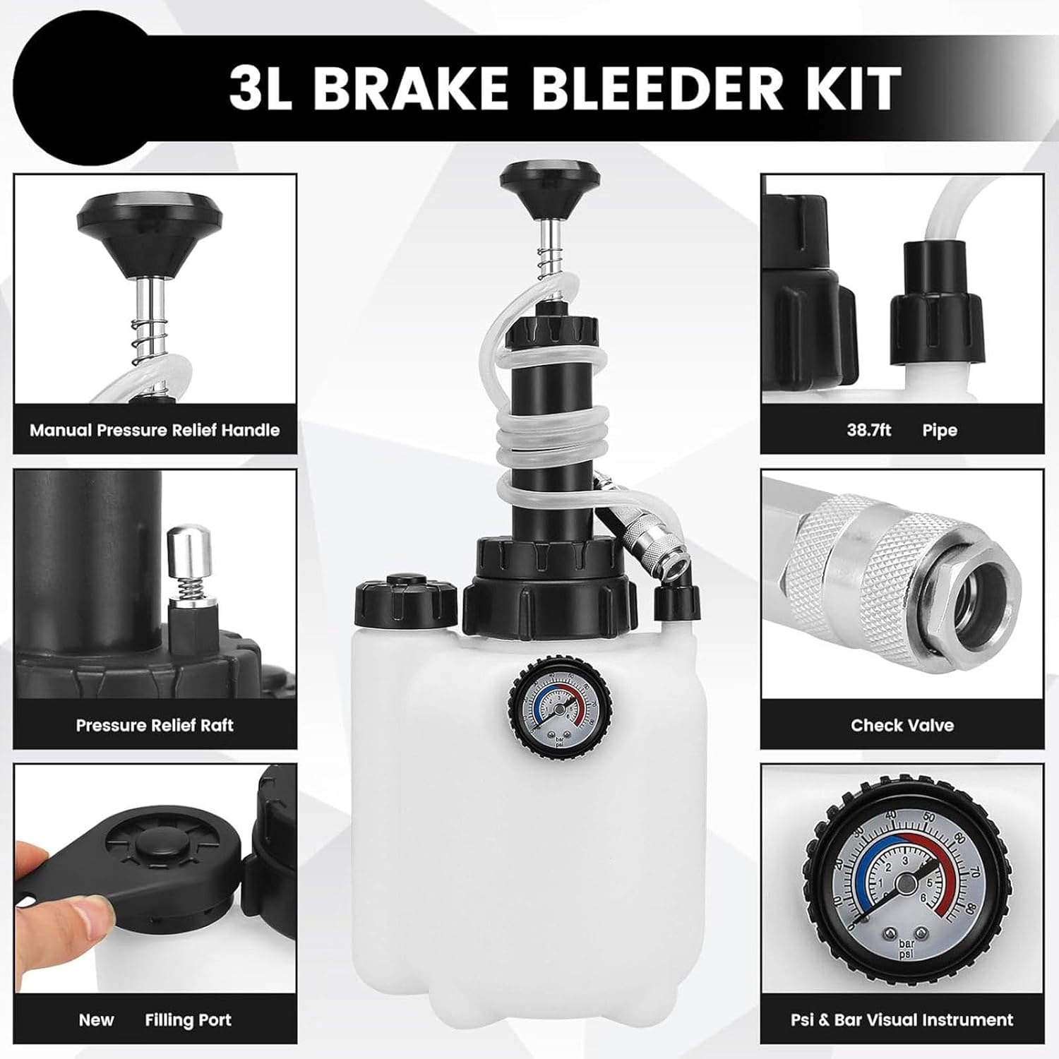 Manual Brake Bleeding Set Fluid Extractors Tool Easy to Carry for Efficient Automotive Maintenance Oil Change Process Professional Brake Bleeder Set for Cars