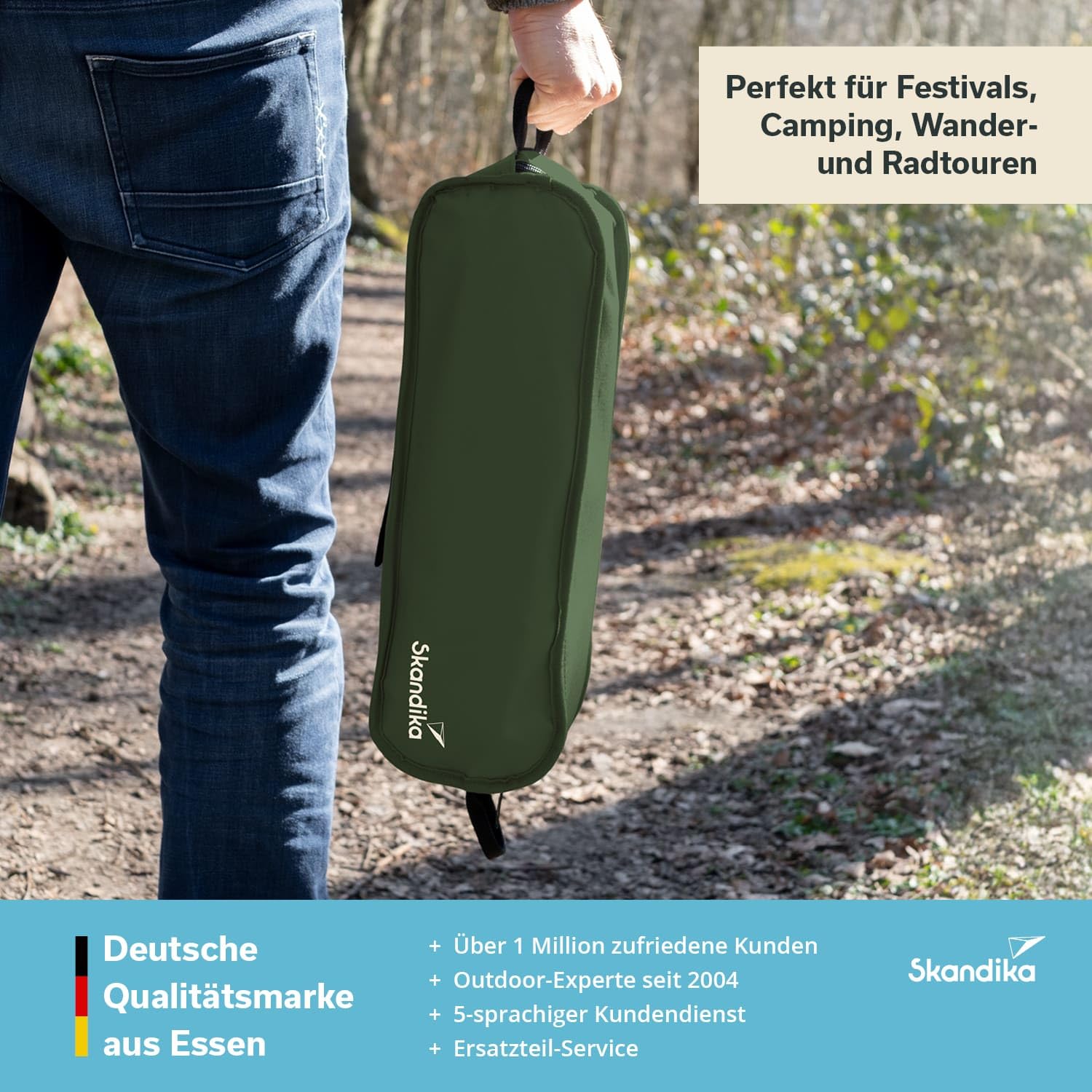 Skandika Krzesło kempingowe Solig zestaw 2 szt. | składane krzesło składane, obciążenie 120 kg, stalowa rama, oparcie tapicerowane, wstawki z siatki | krzesła kempingowe, składane krzesła na kemping