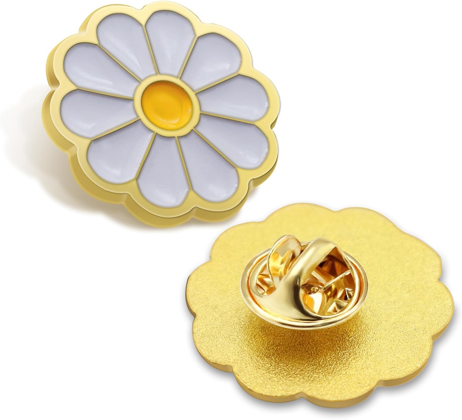 6/12/50/100Pcs White Daisy Flower Enamel Lapel Pin 1“ -For Men Women Clothes Bags Hats