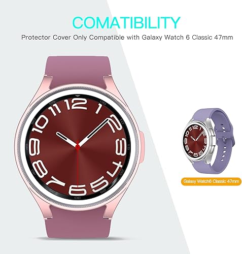 Vista 32 de [2 piezas] Funda de la serie Tucana compatible con Samsung Galaxy Watch6 Classic (1.654 pulgadas, 2023), a prueba de golpes e inastillables