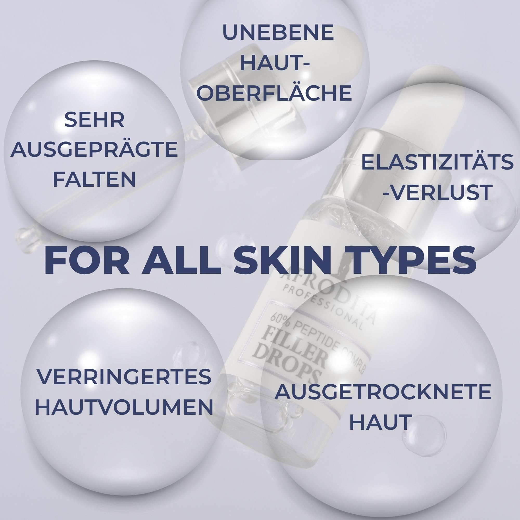 Afrodita Professional 60% Peptid Filler Drops Gesichtsserum – Anti-Aging Hyaluron Faltenfiller für Frauen – Straffendes Feuchtigkeits-Serum 5 ml